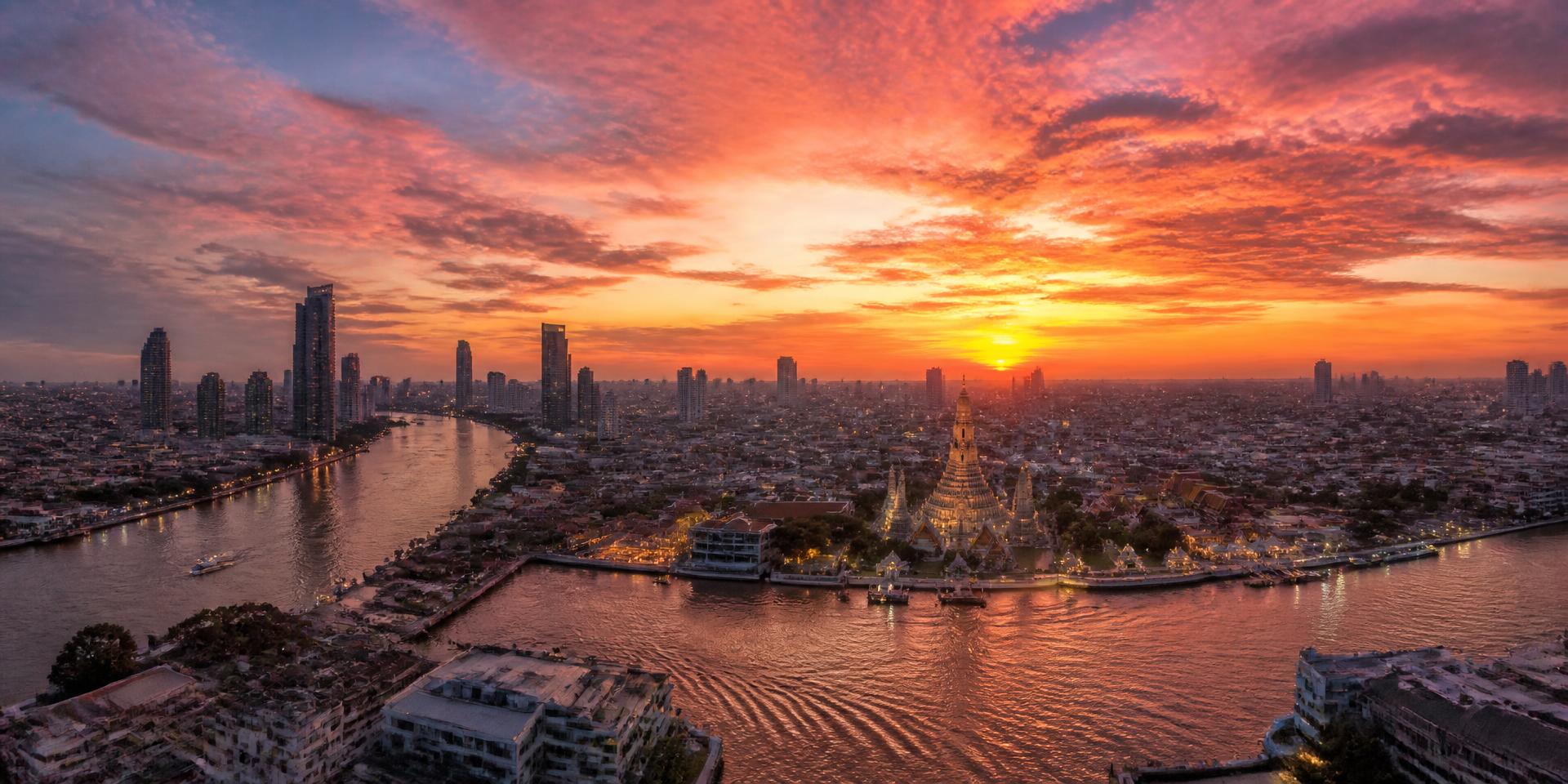 Bangkok skyline at sunset